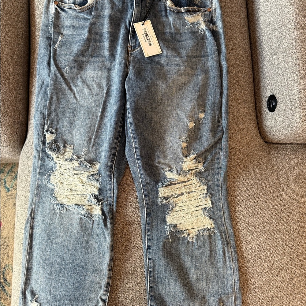 Distressed Blue Jeans